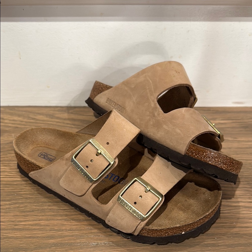 Birkenstock Arizona Tan Sandals with Buckles